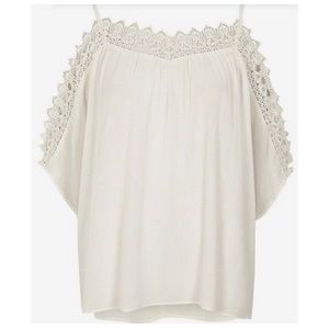 EUC River Island cold shoulder crochet top Sz M